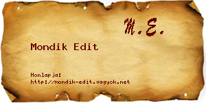 Mondik Edit névjegykártya